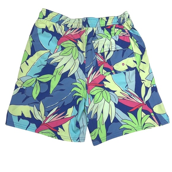 Vineyard Vines Boys Chappy Swim Trunks Tropical Print Large 7" EUC - Picture 5 of 10